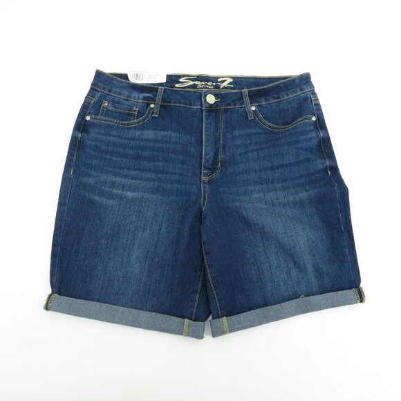 Seven7 Women's Sunset Bermuda Denim Shorts Rolled Cuff Stretch Size 14 NWT $59.5 - Picture 4 of 4